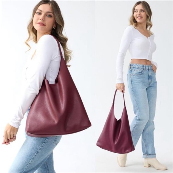 Hobo Bags Soft Vegan Leather Burgundy - Picture 2 of 7